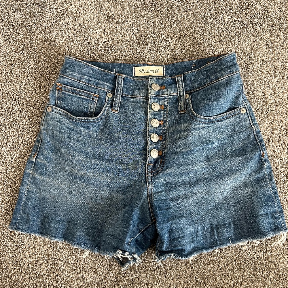 Madewell High-Rise Denim Short Button Front Size 23
